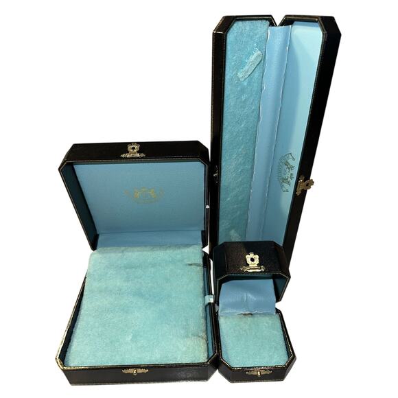 3 Vintage Juicy Couture Blue Jewelry Boxes Nordstrom Charm Bracelet Necklace - Picture 1 of 7